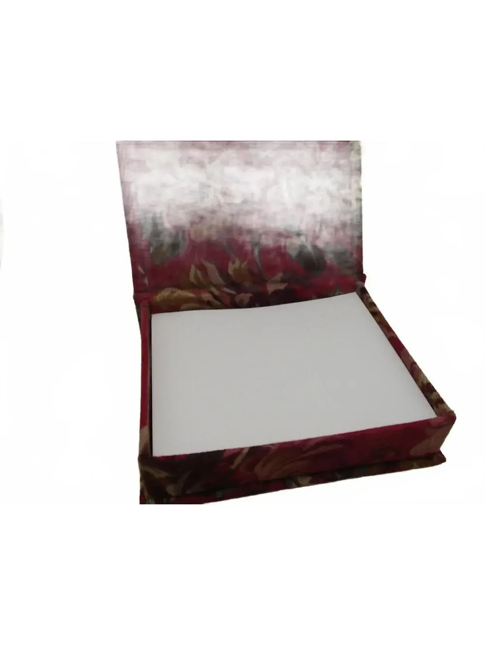 Vintage Floral Fabric Covered Jewelry Box Padded Hinged Keepsake Storage Case